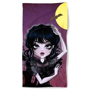 8435631339939-recznik-plazowy-z-mikrofibry-aurora-gothic-girl-fioletowy-czarny-70x140-cm