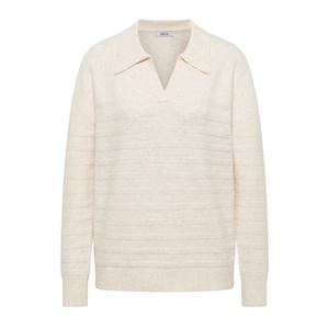 303454-16835-damska-koszulka-polo-cecil-cosy-style-bezowy-melange-z-mleka-owsianego