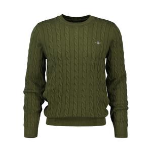 8050601-303-sweter-z-okraglym-dekoltem-z-rdzawej-bawelny-gant-mech-zielony