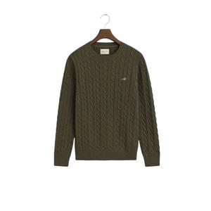 8050601-384-sweter-z-okraglym-dekoltem-gant-cable-khaki-green-mel