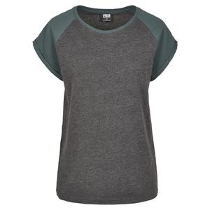 tb1913-02251-u-damski-t-shirt-w-duzych-rozmiarach-urban-classic-contrat-raglan-ciemnobrazowy-zielony-butelkowy