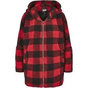 tb3056-01440-damska-klasyczna-miejska-parka-w-kratke-z-kapturem-blysk-czerwony-czarny